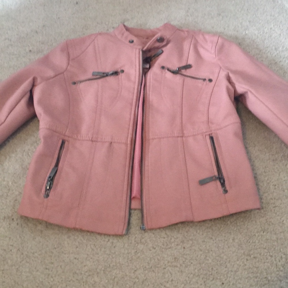 Leather pink jacket